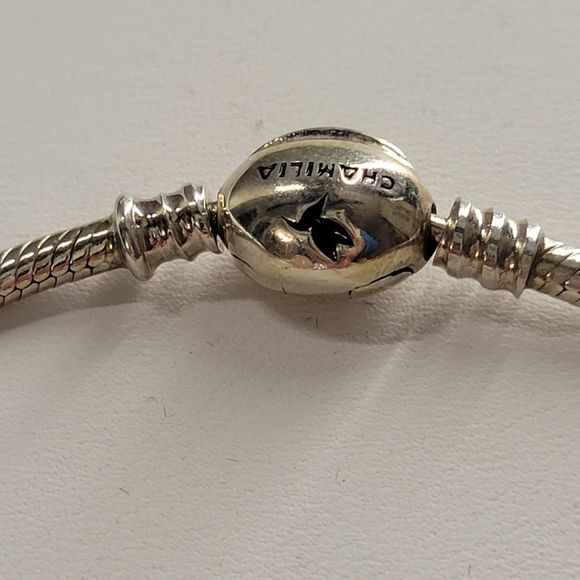 💯% AUTHENTIC CHAMELLIA ITALY 925 CHARM BRACELET W/ 3 CRYSTAL CHARMS. - Picture 6 of 12